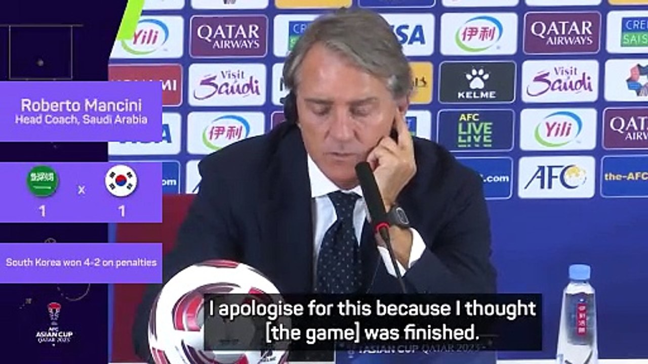 Mancini apologises for early exit as Saudi Arabia lose on penalties