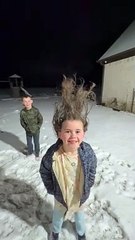 Family Tries Wet Hair Challenge in Frigid Temperatures