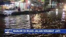 Banjir Merendam Jalan Raya Bogor di Kramat Jati, Kendaraan Mati Mesin Saat Nekat Melintas
