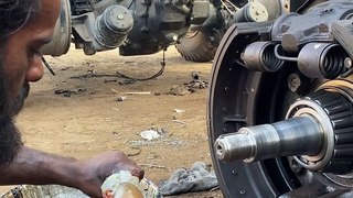 Truck Wheel Greasing In The Way You Never Seen Before #wheel #grease #restoration #shortsvideo