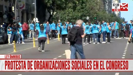 Download Video: Organizaciones sociales protestan frente al Congreso de la Nación