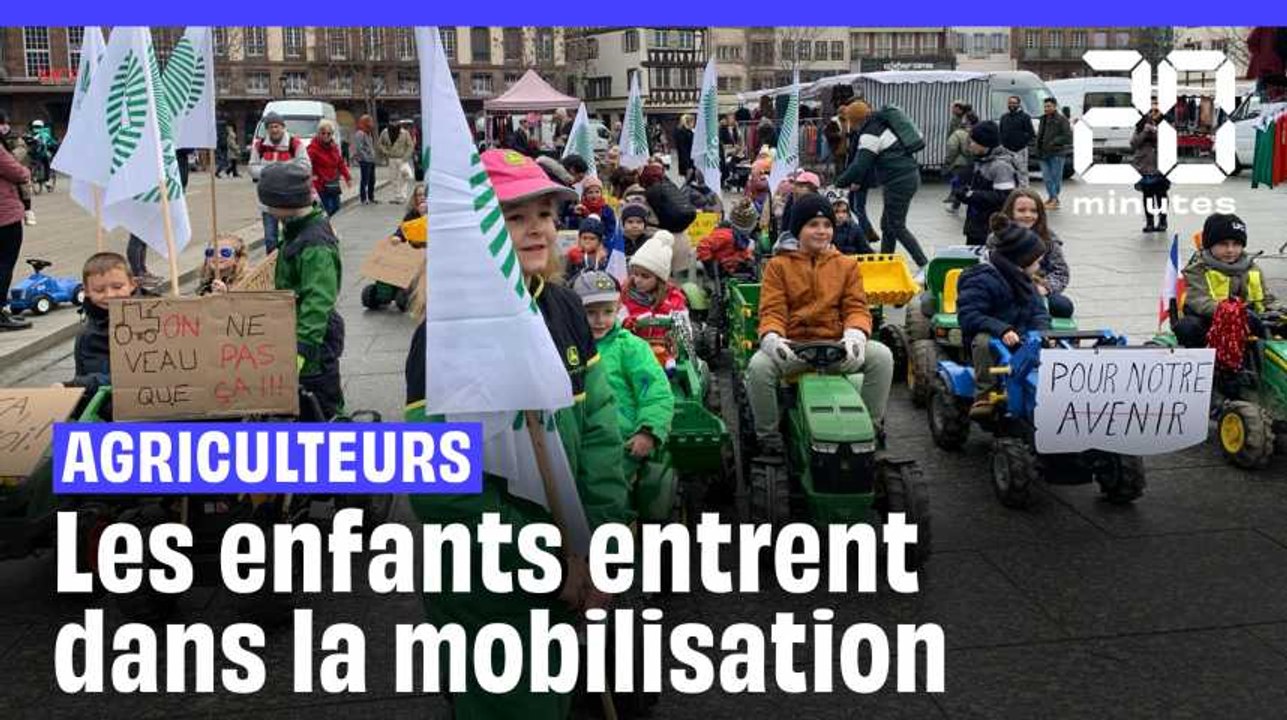 Manifestation des agriculteurs : Des enfants sur leur tracteur à pédales assiègent Strasbourg