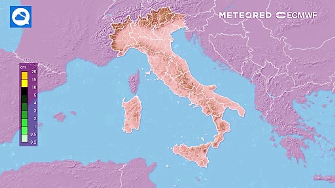 Mappa delle precipitazioni nevose sull'Italia