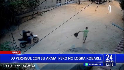 Piura: Delincuente armado persigue a su víctima, pero no logra robarle