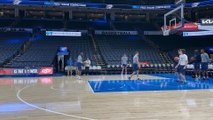Ousmane Dieng warms up ahead of Thunder/Nuggets