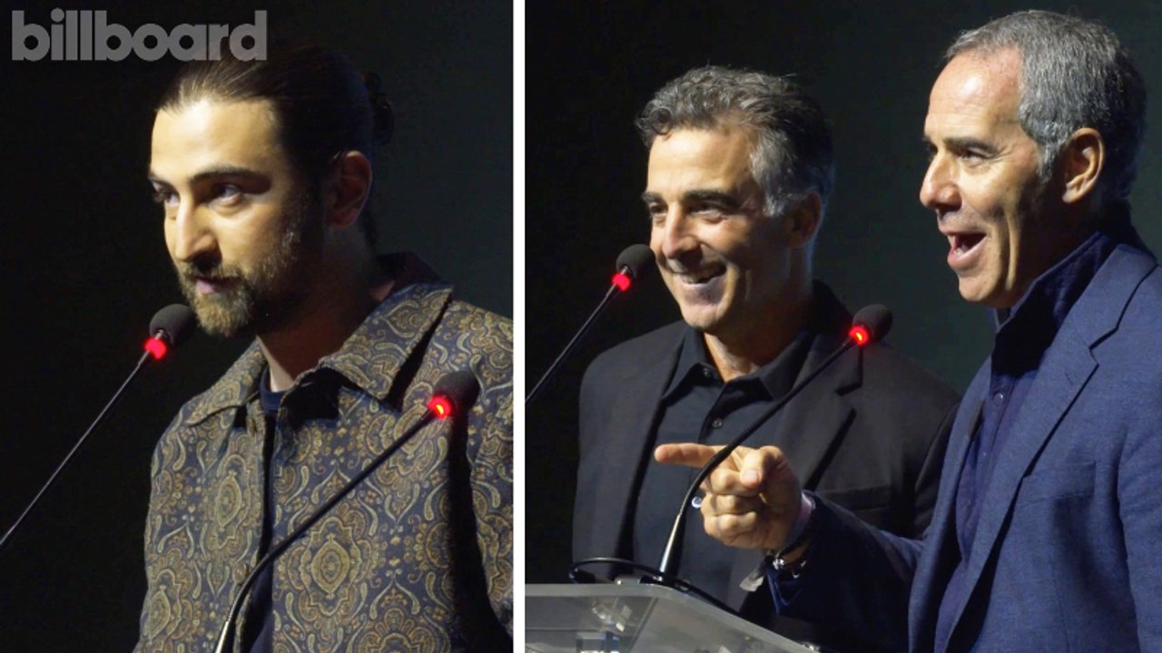 Noah Kahan Presents Label of The Year Award to Monte & Avery Lipman of Republic Records | Billboard Power 100 Party 2024