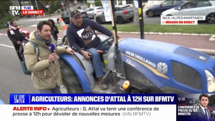 Colère des agriculteurs: des tracteurs aux abords de la promenade des Anglais à Nice