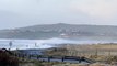 Waves crash over runway at Shetland’s Sumburgh airport as storm batters UK with 85mph winds