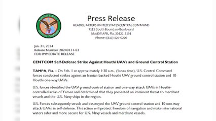EEUU ataca "estación de control terrestre" de drones de hutíes en Hodeida (Yemen)