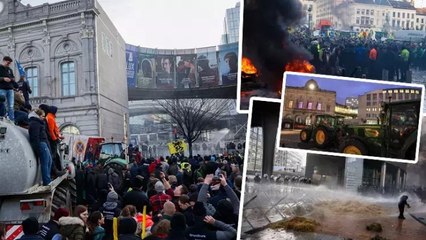 Avrupalı çiftçiler bin 200 traktörle Avrupa Parlamentosu binasını kuşattı