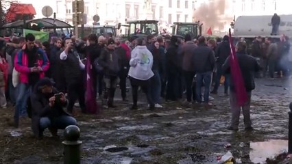 Avrupa çiftçileri, Brüksel'deki AB zirvesi öncesi protesto düzenledi