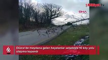 Düzce’de 2 bölgede heyelan! 10 köye ulaşım kapandı