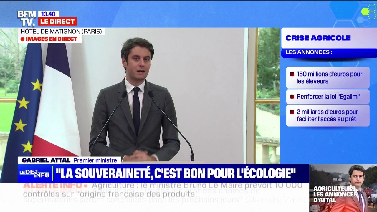Pour Gabriel Attal, les mesures annoncées répondent "à une grande partie des attentes" des agriculteurs