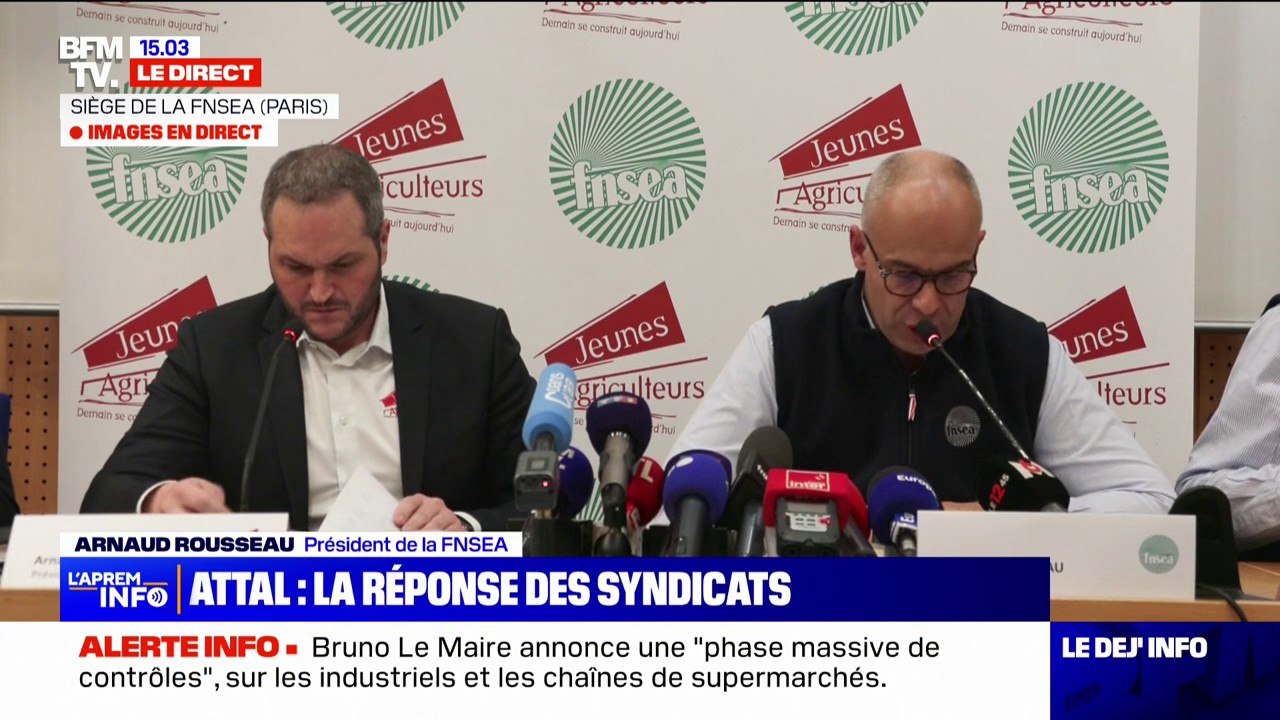 "Nous sommes très touchés du soutien que nous apporte l'ensemble de la nation", affirme Arnaud Rousseau, président de la FNSEA