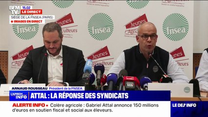 Agriculteurs: le président de la FNSEA salue "l'écoute du Premier ministre", mais s'interroge sur "la surdité de l'Europe"