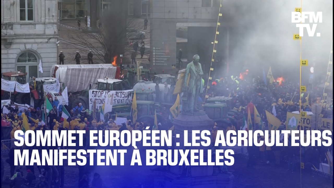 Sommet européen exceptionnel :les agriculteurs manifestent à Bruxelles