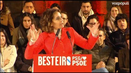 María Jesús Montero en Galicia: "¿Os habéis quedado tranquilos mandando a Feijóo a España y a Madrid? ¿Estáis contentos? Llegó con una aparente perfil de gestión y moderación y vaya tela, vaya tela. En lo que ha quedado"