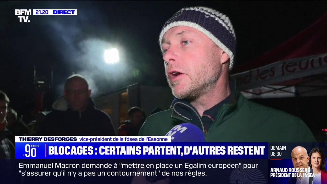 Mobilisation des agriculteurs: Thierry Desforges (vice-président de la FDSEA de l'Essonne) confirme la levée du barrage de l'A6 "à 10 heures" ce vendredi
