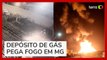 Depósito de gás pega fogo e botijões explodem em Minas Gerais