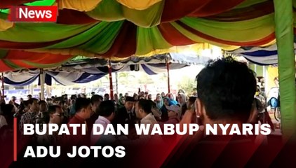 Saling Dorong, Bupati dan Wabup Rokan Hilir Nyaris Adu Jotos di Depan Umum