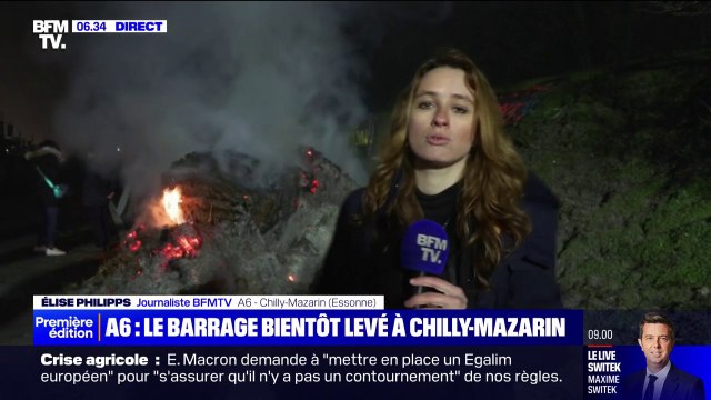 Colère des agriculteurs: le barrage sur l'autoroute A6, près de Chilly-Mazarin, bientôt levé