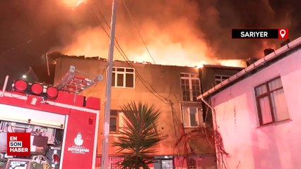 Sarıyer'de üç katlı binanın çatısında yangın çıktı