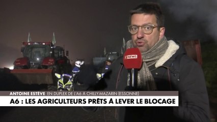 Sur l'A6, les agriculteurs se préparent à évacuer et mettre fin au blocage en présence des forces de l'ordre avec un démontage logistique puis nettoyage, prévu entre 8h et 10h ce vendredi matin