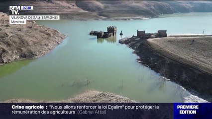 Sécheresse en Espagne: les images d'un château englouti qui refait surface