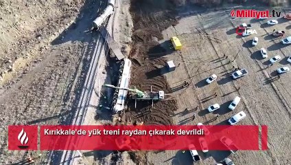Kırıkkale'de yük treni raydan çıkarak devrildi