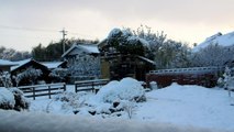 Snowy Sunrise at the Old Japanese Farm House