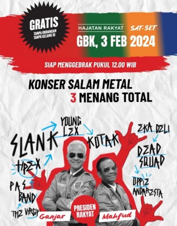 Konser Salam Metal Gebrak GBK Sabtu 3 Februari, Gratis!