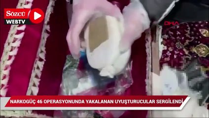 Narkogüç 46 operasyonunda yakalanan uyuşturucular sergilendi