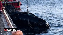 Tesla plunged into Oslo fjord before occupants rescued by passing floating sauna