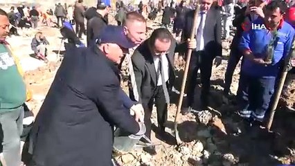 Milas’taki eski maden sahasına ‘250. Yıl Hatıra Ormanı’ için fidan dikti