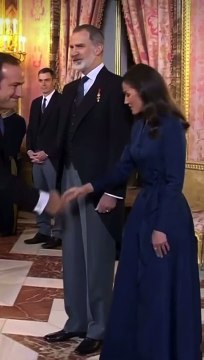 El impasse de Doña Letizia La reina Letizia sufrió un pequeño accidente de moda cuando se le cayó su pulsera de diamantes y zafiros en plena recepción al Cuerpo Diplomático Acreditado en España, en el Palacio Real