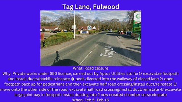 Preston roadworks Feb 5- Feb 11