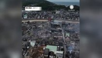Le immagini dal drone mostrano la devastazione lasciata dal terremoto in Giappone: un'intera prefettura rasa al suolo