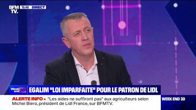 Michel Biero, président de Lidl France, affirme que 75% des produits sont français, tous rayons confondus dans ses supermarchés