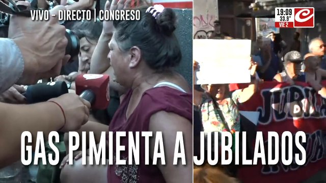 Máxima tensión en Congreso: le tiraron gas pimienta a jubilados