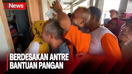 Melihat Antrean Bantuan Pangan di Jombang, Ratusan Warga Saling Dorong dan Berdesakan
