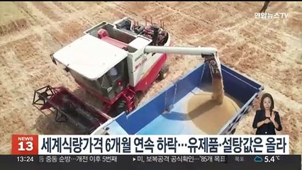 세계식량가격 6개월 연속 하락…유제품·설탕값은 올라