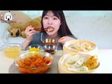 ASMR MUKBANG| Spicy Buckwheat noodles and Dumplings(Dimsum, Kimchi, Shrimp, Fried, Steamed)