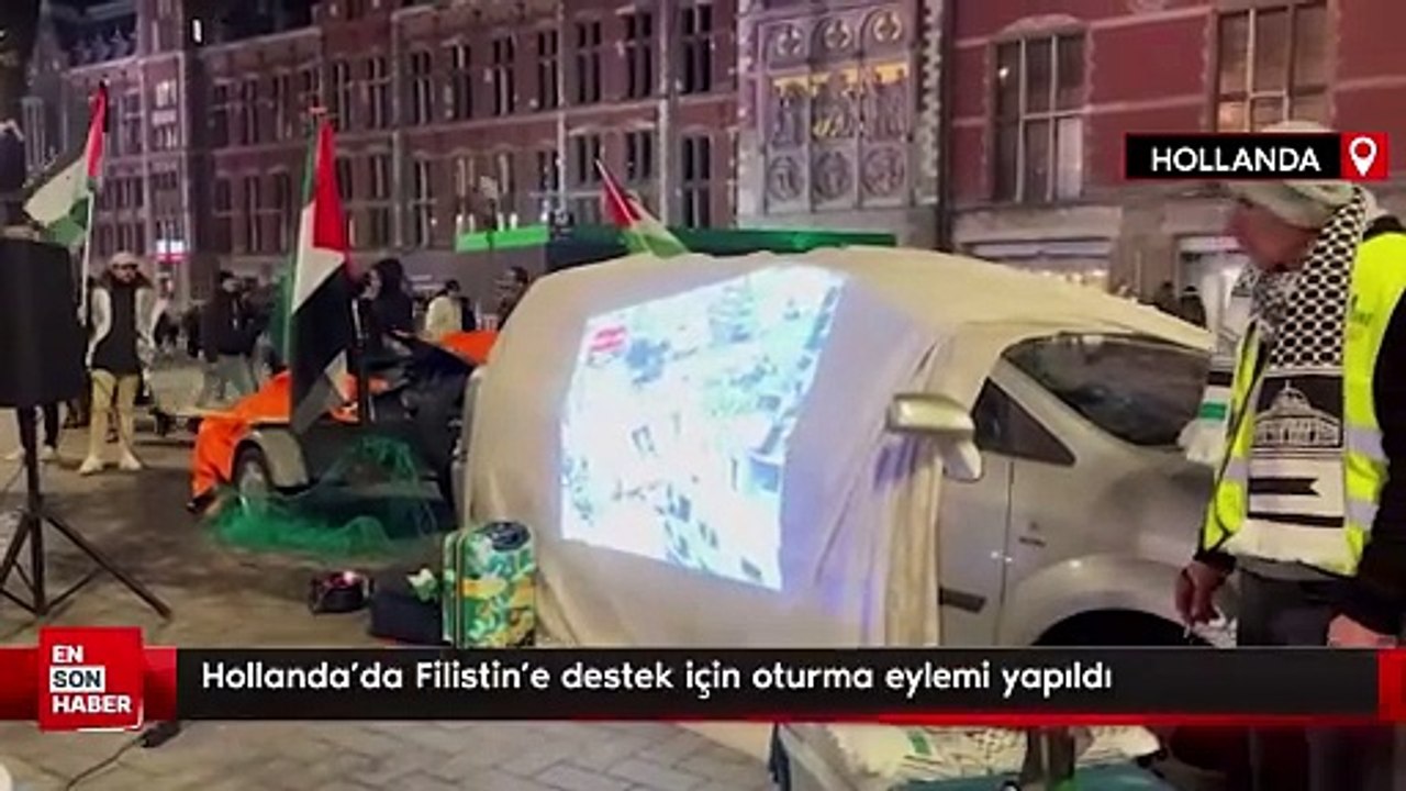 Hollanda'da Filistin'e destek için oturma eylemi yapıldı