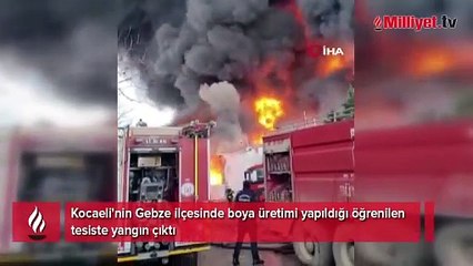 Kocaeli'de boya fabrikasında yangın