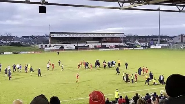 Portadown fans and players celebrate reaching Irish Cup quarter-finals