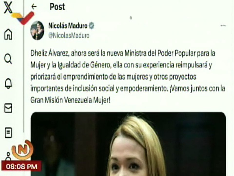 Designan a Dheliz Álvarez como nueva Ministra del Poder Popular para la Mujer e Igualdad de Género