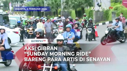 Jelang Debat Capres Terakhir, Gibran Motoran Bareng Para Artis di Senayan