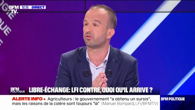 Crise agricole: Manuel Bompard souhaite qu'on mette en place un moratoire sur l'ensemble des accords de libre-échange