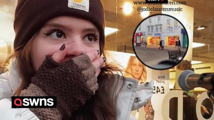 Moment shocked young busker gets "biggest ever" £100 tip from stranger - and offers to give it back