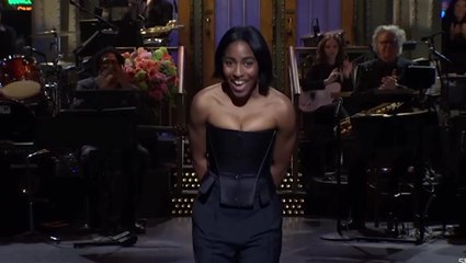 Ayo Edebiri chokes up in SNL monologue as she makes hosting debut